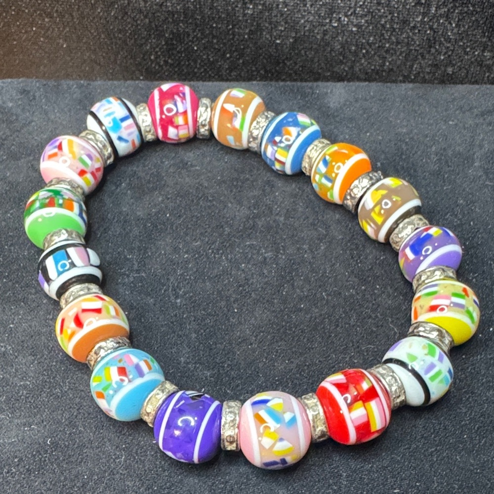 Colorful Beaded Bracelet with Silver Accents